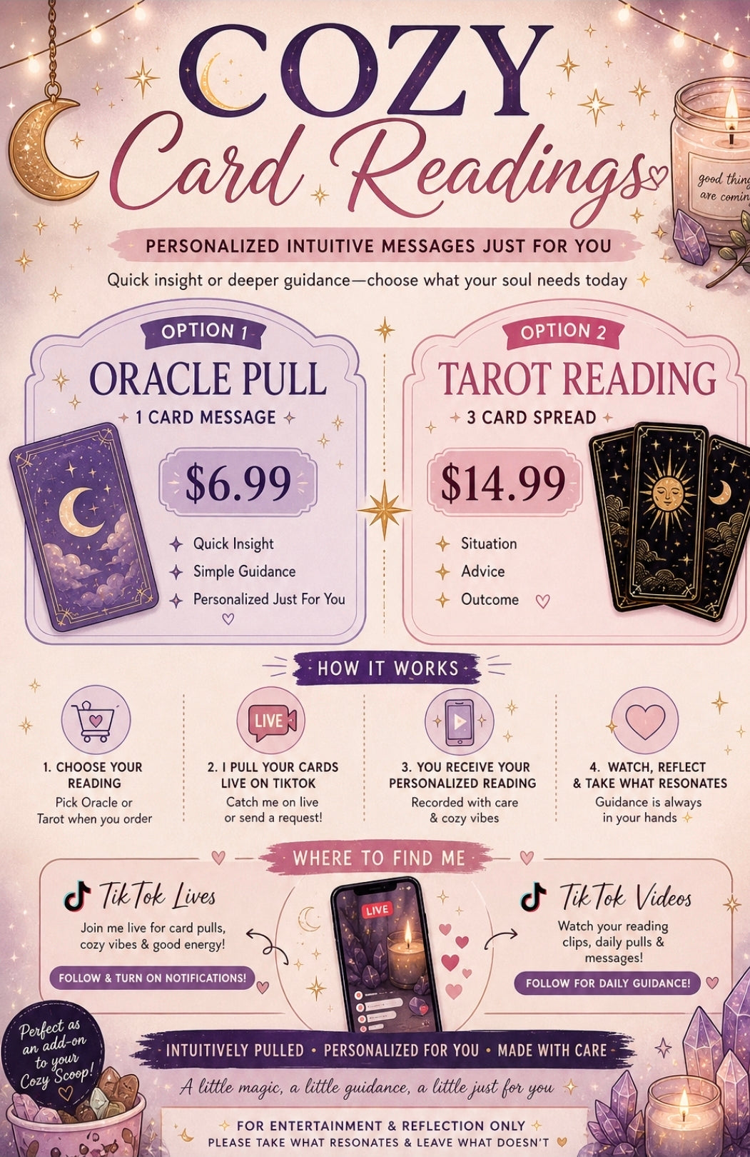 Cozy Card Readings ✨ Oracle & Tarot Options